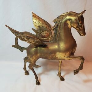 Brass Pegasus Large Winged Horse Vintage Retro MCM Figurine Made In Korea Solid